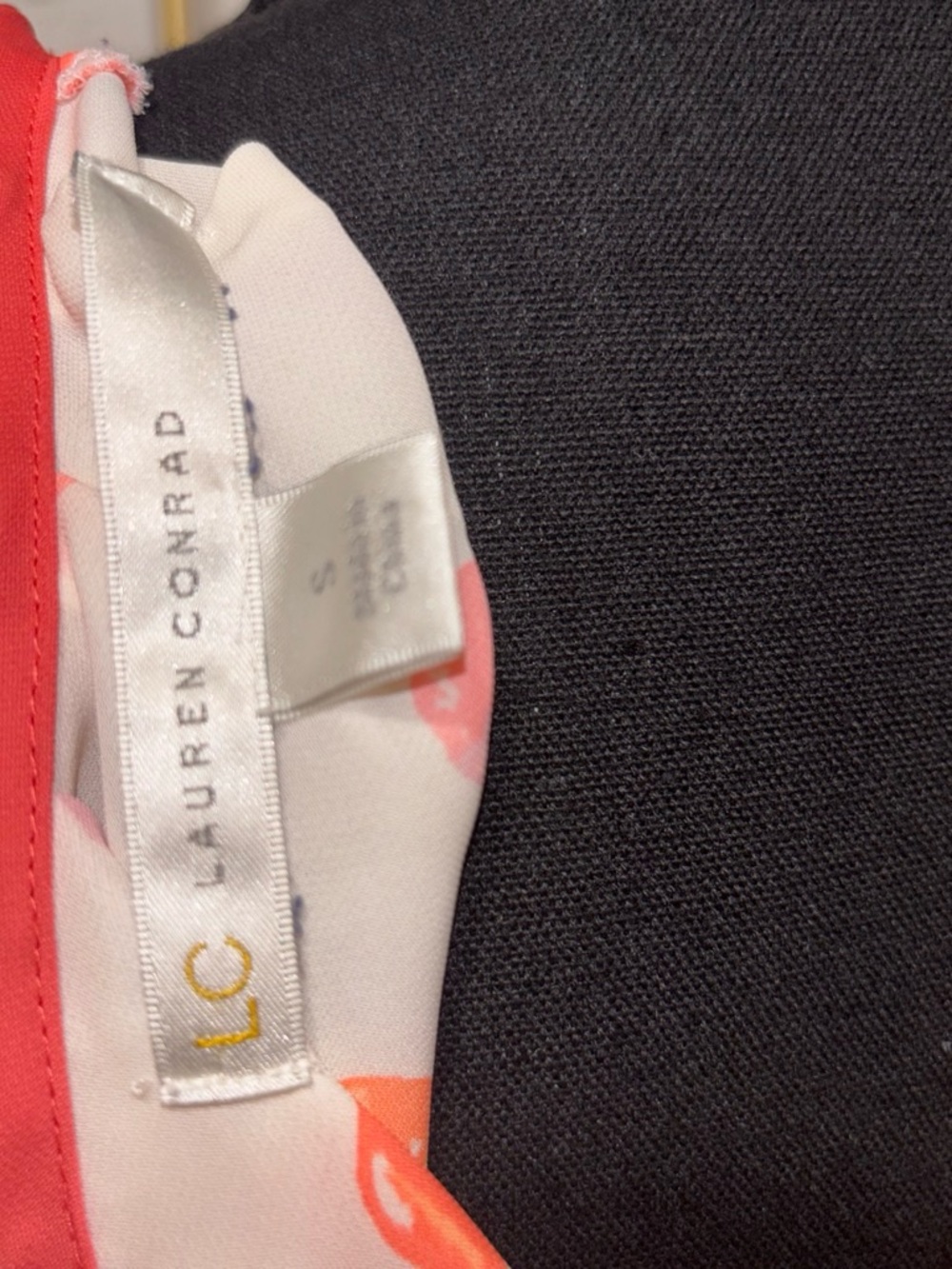 LC Lauren Conrad Cream Cap-Sleeve Blouse with Pink & Orange Polka Dots - Picture 4 of 4